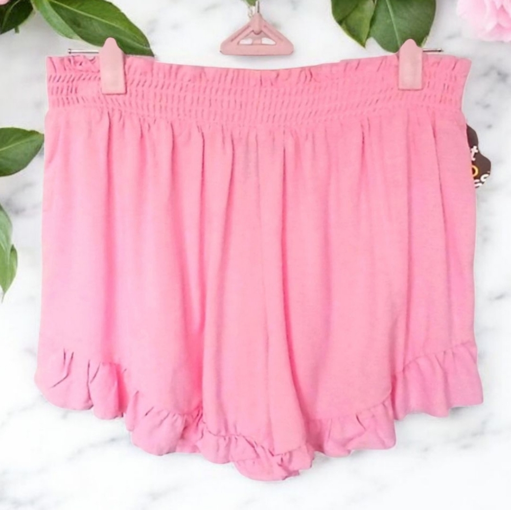 Adorable Pink Pajama Shorts with Ruffle Hem NWT (Tag Size Girls Large 10/12)